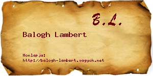 Balogh Lambert névjegykártya