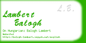 lambert balogh business card